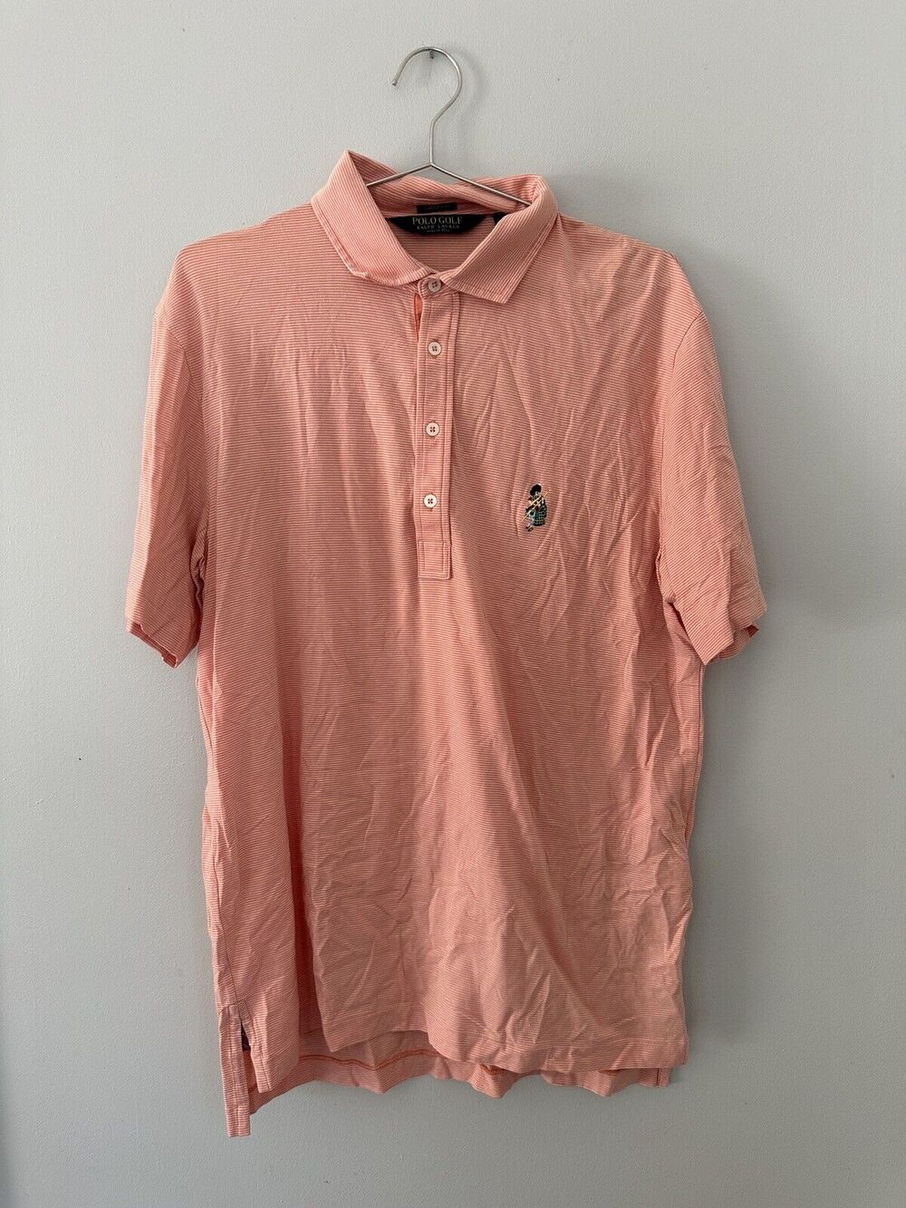 Polo Golf Ralph Lauren M Orange Stripe Stretch Mens